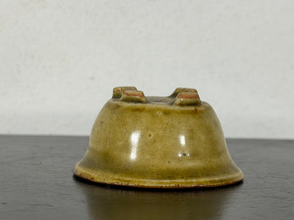 Preowned Vintage Japanese Tokoname Glazed Oval Bonsai Pot Mutou - 2” By 1.75”