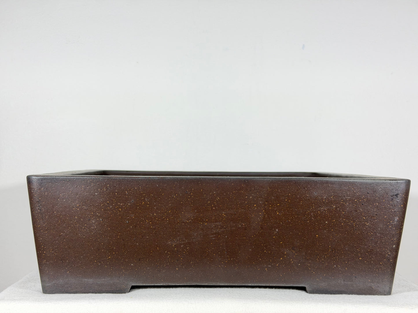 Preowned Japanese Tokoname Unglazed Square Bonsai Pot Syousen - 14.5” By 4.5”