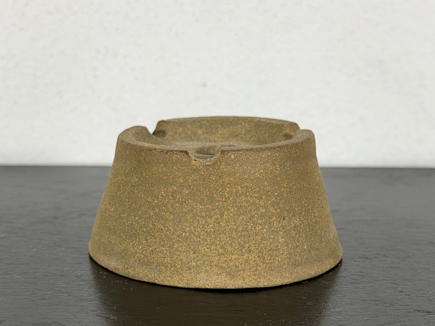 Preowned Japanese Tokoname Unglazed Round Bonsai Pot With Stamp - 2” By 1”