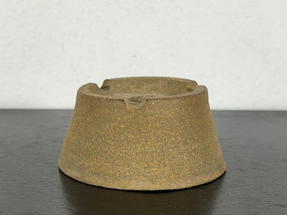 Preowned Japanese Tokoname Unglazed Round Bonsai Pot With Stamp - 2” By 1”