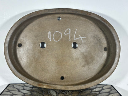 Preowned Japanese Tokoname Oval Bonsai Pot with Stamps - 16.25” By 11.5”