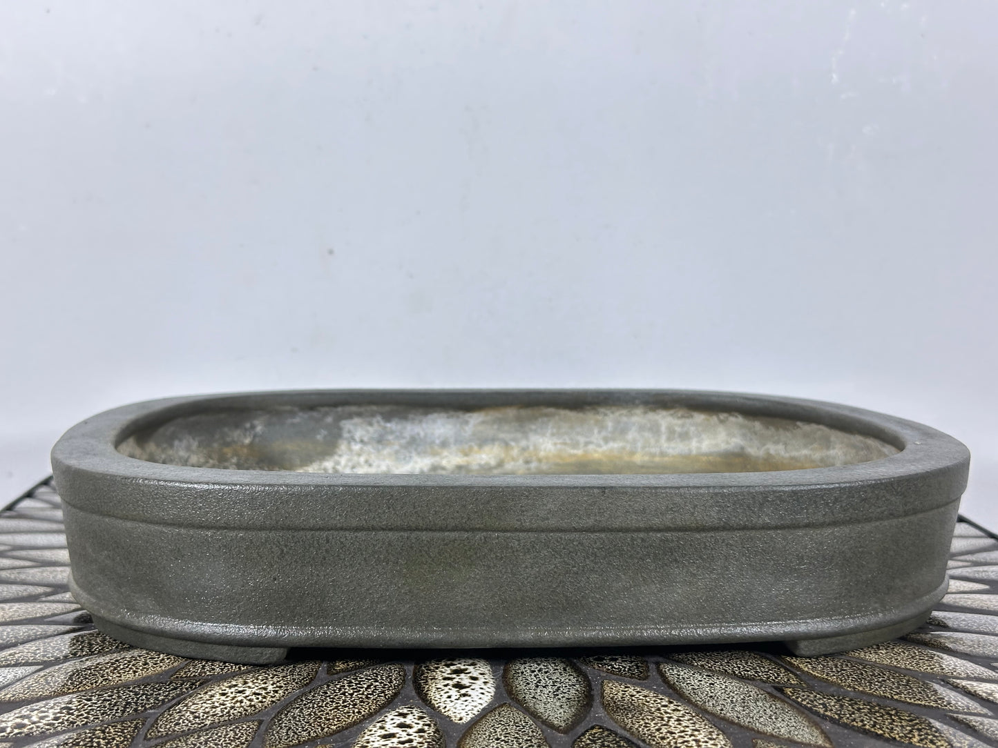 Preowned Japanese Tokoname Unglazed Oval  Bonsai Pot Yamaaki - 11.75” By 8.5”