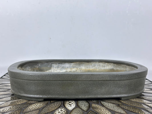 Preowned Japanese Tokoname Unglazed Oval  Bonsai Pot Yamaaki - 11.75” By 8.5”