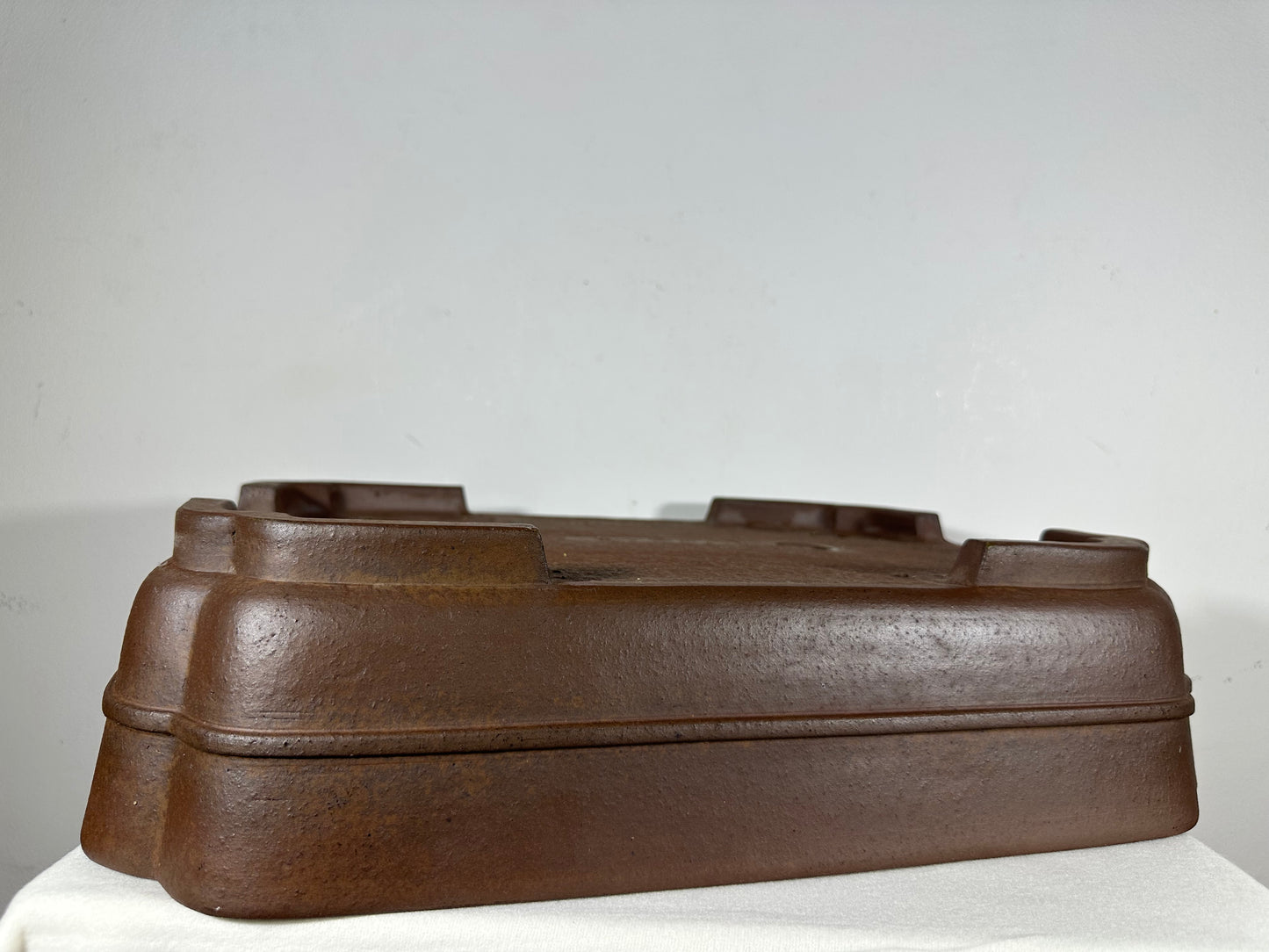 Preowned Japanese Tokoname Unglazed Rectangular Bonsai Pot Keizan - 18.5” By 14”