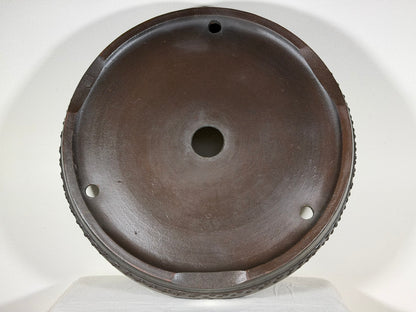 Preowned Japanese Tokoname Unglazed Drum Style  Bonsai Pot Touyou - 18” By 3 5/8”