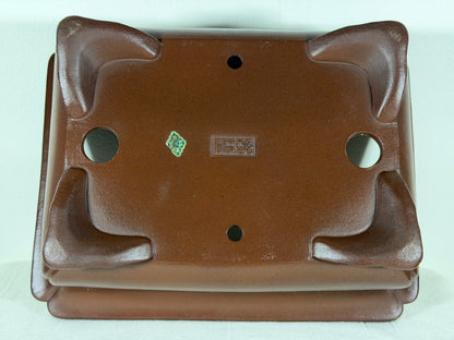 Preowned Japanese Tokoname Unglazed Rectangular Bonsai Pot Yamaaki - 12.5” By 9.75”