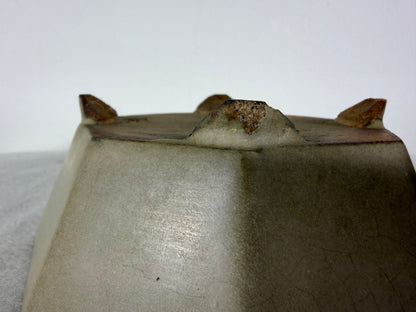 Preowned Japanese Tokoname Glazed Hexagon Bonsai Pot Hatutori - 5.75” By 2.25”