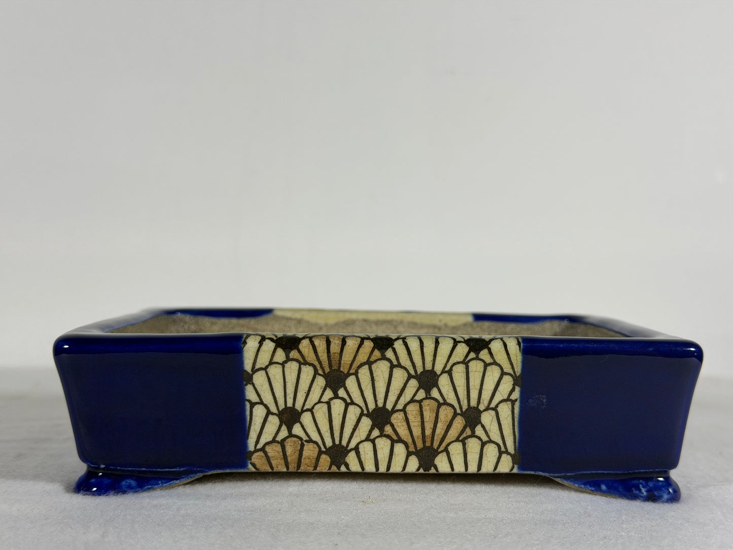 New Japanese Tokoname Glazed Rectangular Bonsai Pot Satomi - 6.25” By 4.5”