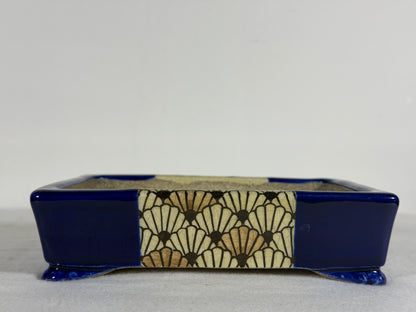 New Japanese Tokoname Glazed Rectangular Bonsai Pot Satomi - 6.25” By 4.5”