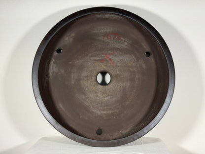 Preowned Japanese Tokoname Unglazed Drum Style  Bonsai Pot Touyou - 18” By 3 5/8”