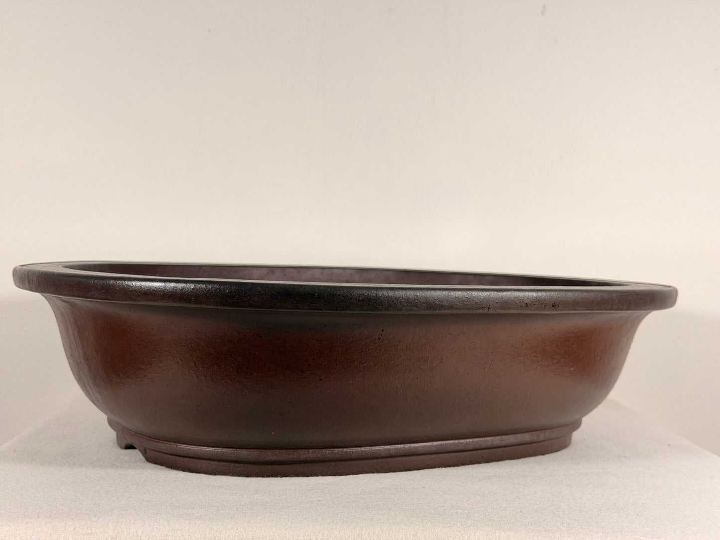 Preowned Japanese Tokoname Oval Bonsai Pot Yamaaki - 16” By 13.75”