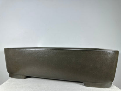 Preowned Japanese Tokoname Unglazed Rectangular Bonsai Pot Seizan - 19” By 13.75”