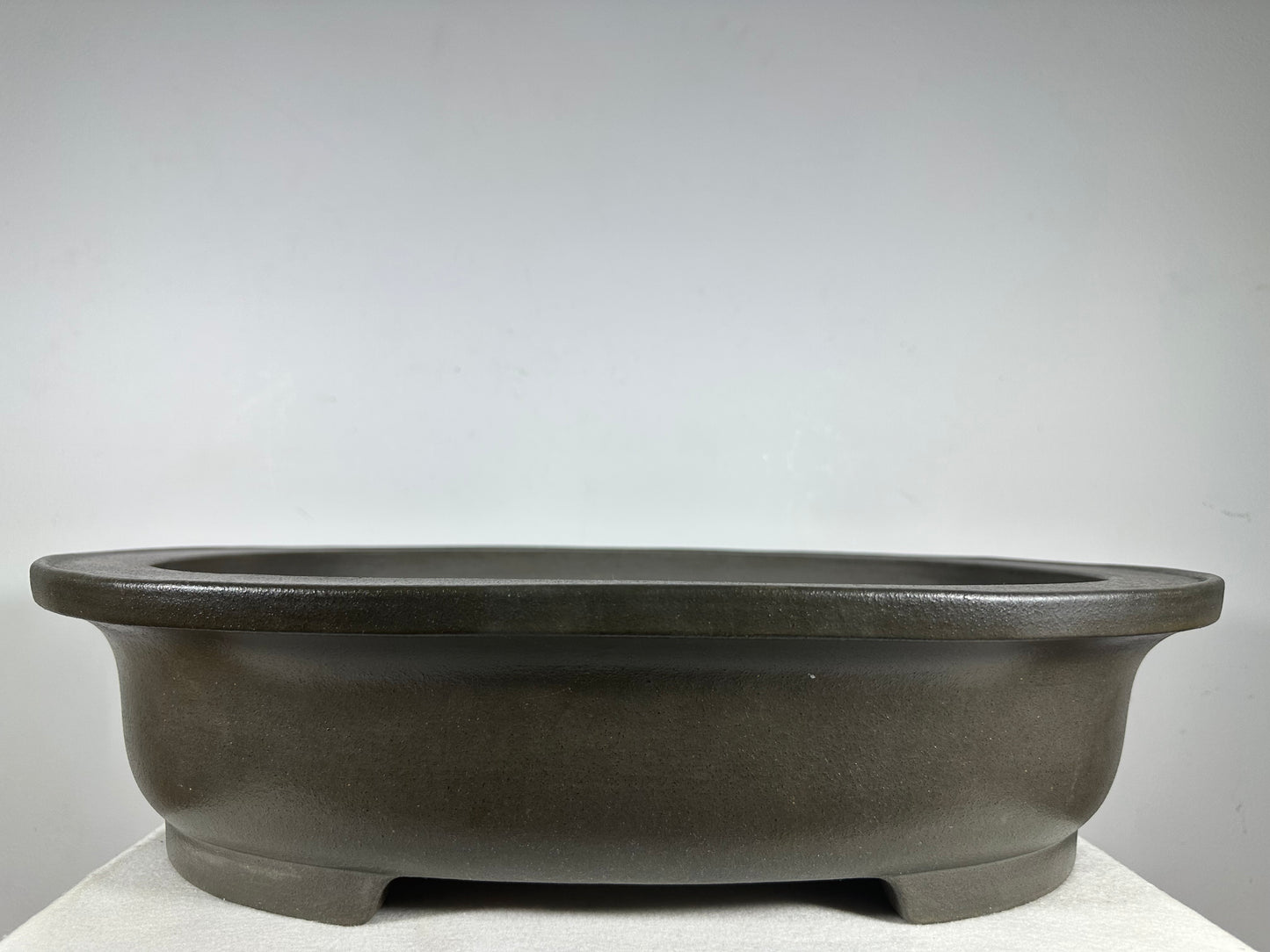 Preowned Japanese Tokoname Unglazed Oval Bonsai Pot Seizan - 20.5” By 16.25”