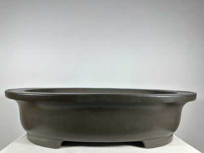 Preowned Japanese Tokoname Unglazed Oval Bonsai Pot Seizan - 20.5” By 16.25”