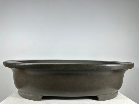 Preowned Japanese Tokoname Unglazed Oval Bonsai Pot Seizan - 20.5” By 16.25”