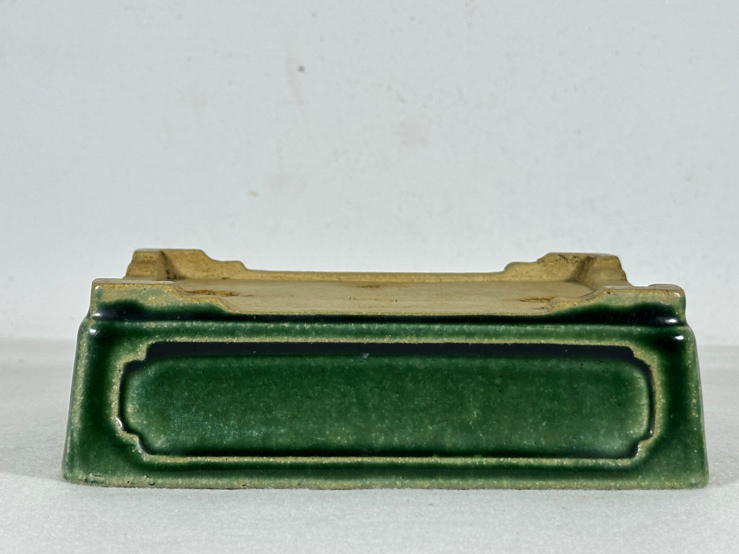 Preowned Japanese Tokoname Glazed Rectangular Bonsai Pot Shibakatsu - 6.25” By 4.75”