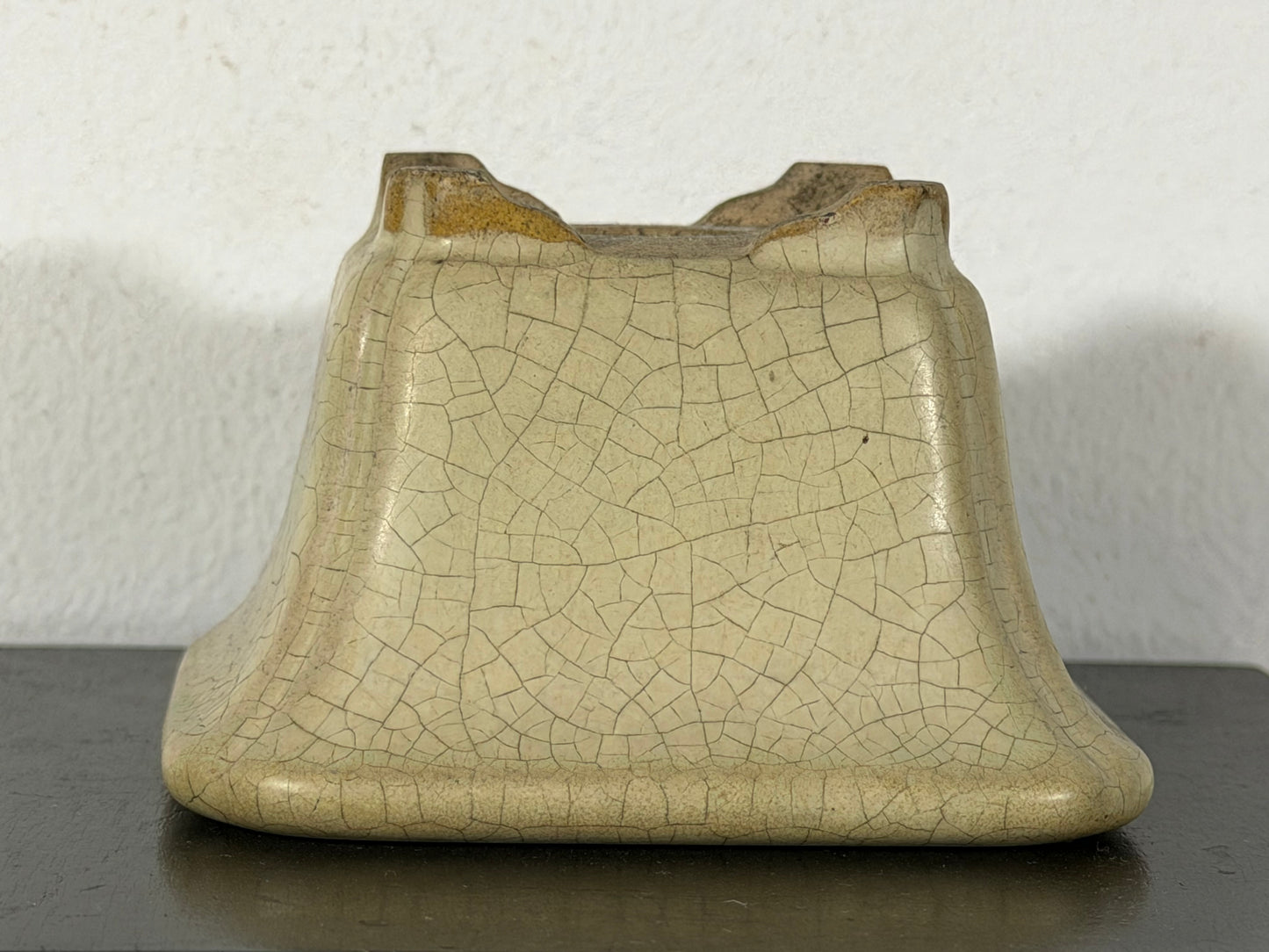 Preowned Japanese Tokoname Glazed Cascade Bonsai Pot with Stamp - 3.75”  By 2.25”