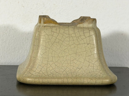 Preowned Japanese Tokoname Glazed Cascade Bonsai Pot with Stamp - 3.75”  By 2.25”