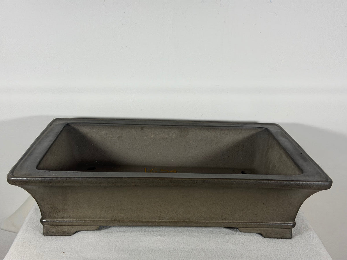 Preowned Japanese Tokoname Unglazed Rectangular Bonsai Pot Gyouzan Nakano - 16.5” x 12” x 4”