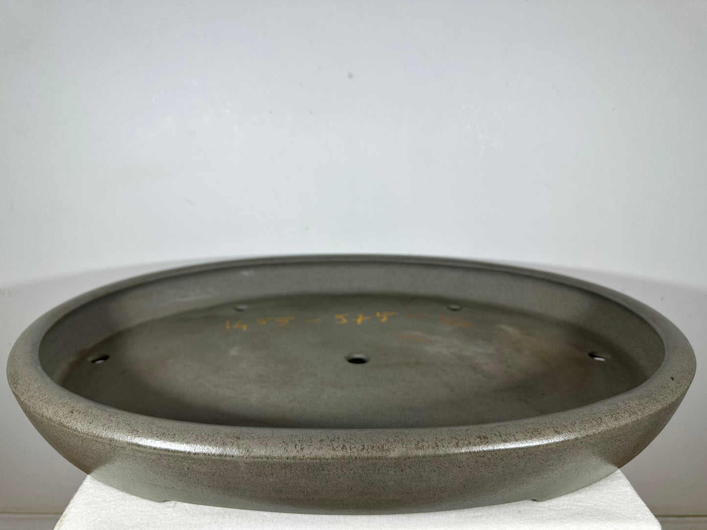 Preowned Japanese Tokoname Unglazed Oval Shallow Bonsai Pot Seizan - 25.25” By 18.25”