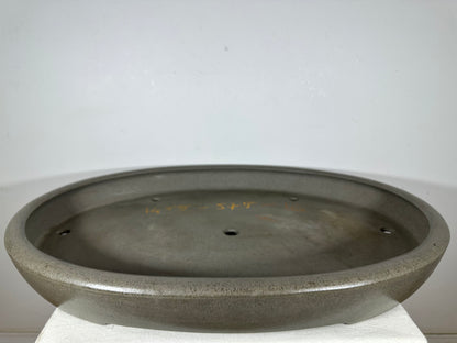 Preowned Japanese Tokoname Unglazed Oval Shallow Bonsai Pot Seizan - 25.25” By 18.25”