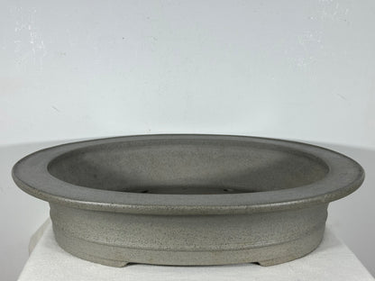 Preowned Japanese Tokoname Unglazed Oval  Bonsai Pot Seizan - 19” By 16”