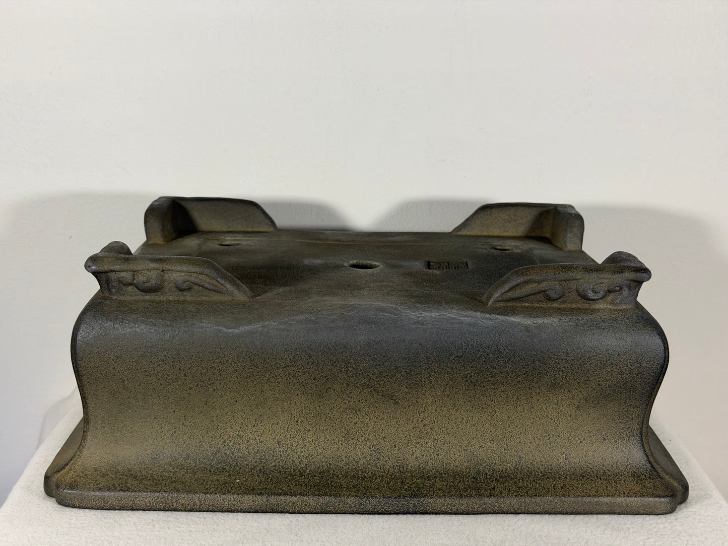Preowned Vintage Japanese Tokoname Unglazed Rectangular Bonsai Pot Aiba Koyo - 15” By 11.25”