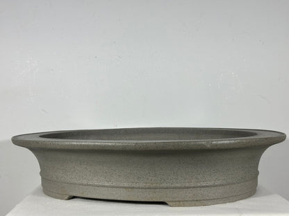 Preowned Japanese Tokoname Unglazed Oval  Bonsai Pot Seizan - 19” By 16”