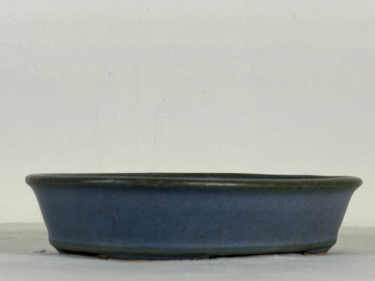 Preowned Japanese Tokoname Glazed Oval Bonsai Pot Hatutori - 6.5” By 4.75”