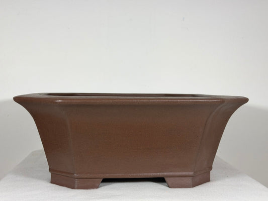 Preowned Japanese Tokoname Unglazed Semi Cascade Bonsai Pot Keizan - 14.5” By 5.5”