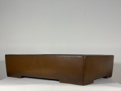 Preowned Japanese Tokoname Unglazed Rectangular Bonsai Pot Kizan - 15” By 11.5”