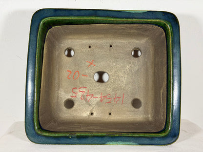 New Japanese Tokoname Glazed Rectangular Bonsai Pot Mazan Terahata - 11” By 10”