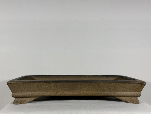 Preowned Japanese Tokoname Unglazed Shallow Rectangular Bonsai Pot - 16.25” x 10.5” x 2.75”