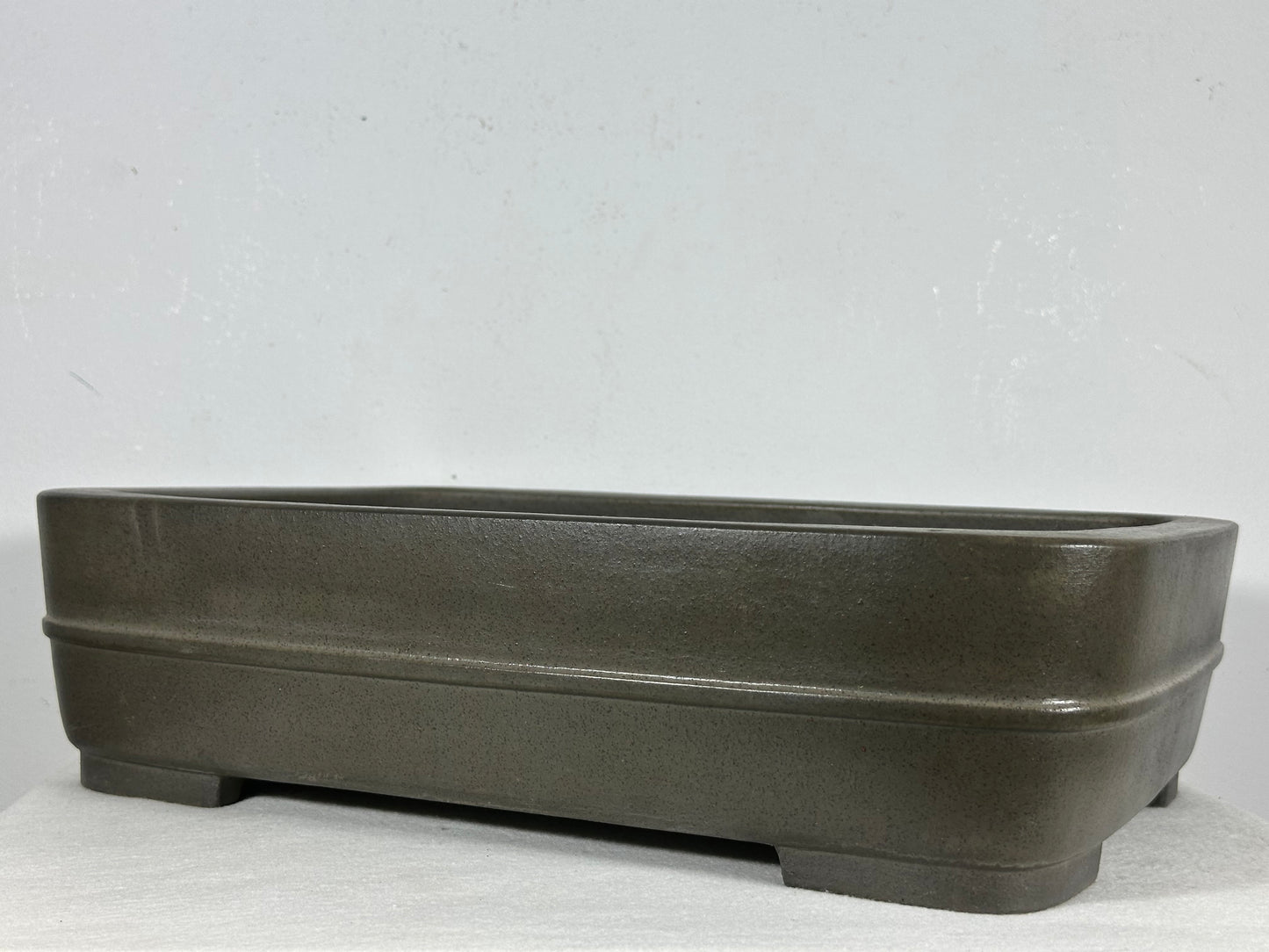 Preowned Japanese Tokoname Unglazed Rectangular Bonsai Pot Seizan - 15” By 10.75”
