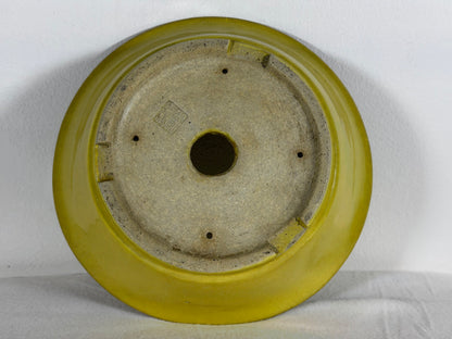 Preowned Japanese Tokoname Glazed Round Bonsai Pot Aiba Koyo - 7.5” By 2 1/8”