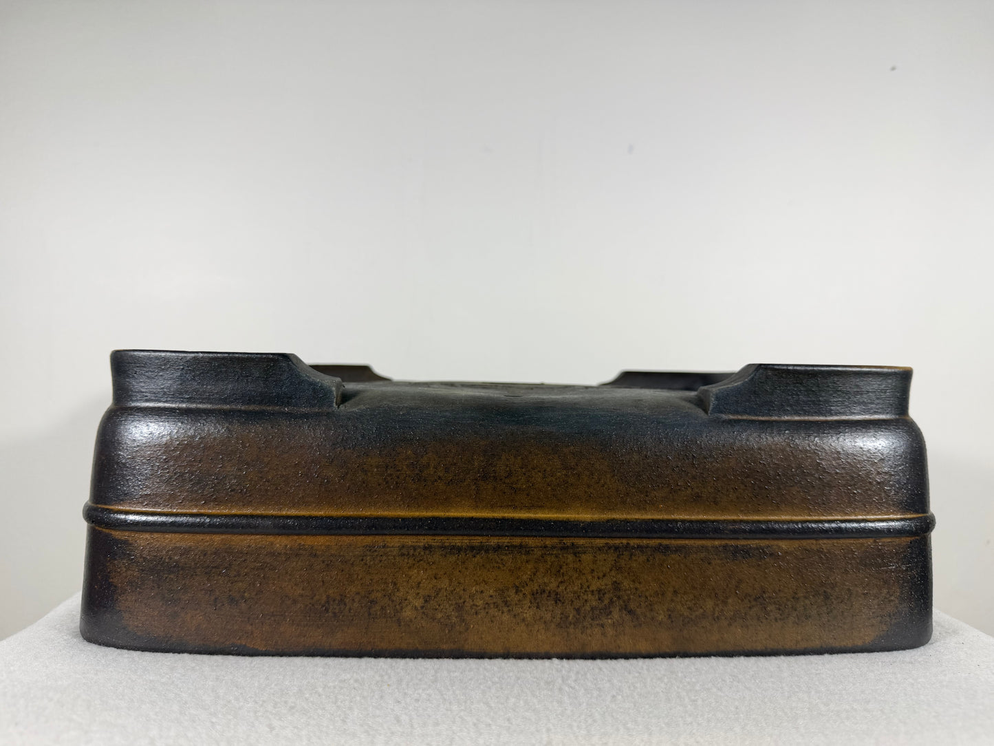 Preowned Japanese Tokoname Unglazed Rectangular Bonsai Pot Yamakou - 15” By 11.25”