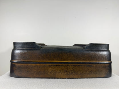 Preowned Japanese Tokoname Unglazed Rectangular Bonsai Pot Yamakou - 15” By 11.25”