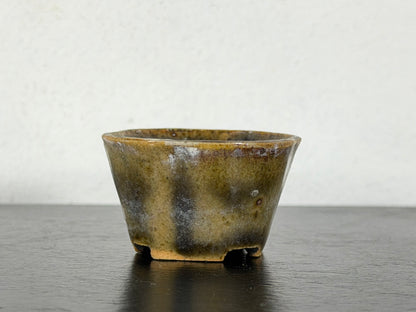 Preowned Vintage Japanese Tokoname Glazed Mokko Style Bonsai Pot Mutou - 1.75” By 1.5”