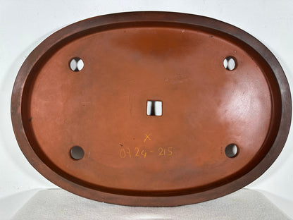 Preowned Japanese Tokoname Unglazed Oval Shallow Bonsai Pot - 18” By 12.5”