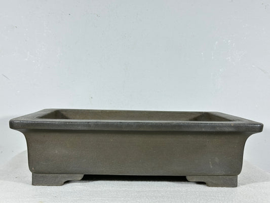 Preowned Japanese Tokoname Unglazed Rectangular Bonsai Pot Seizan - 12.5” By 9.5”