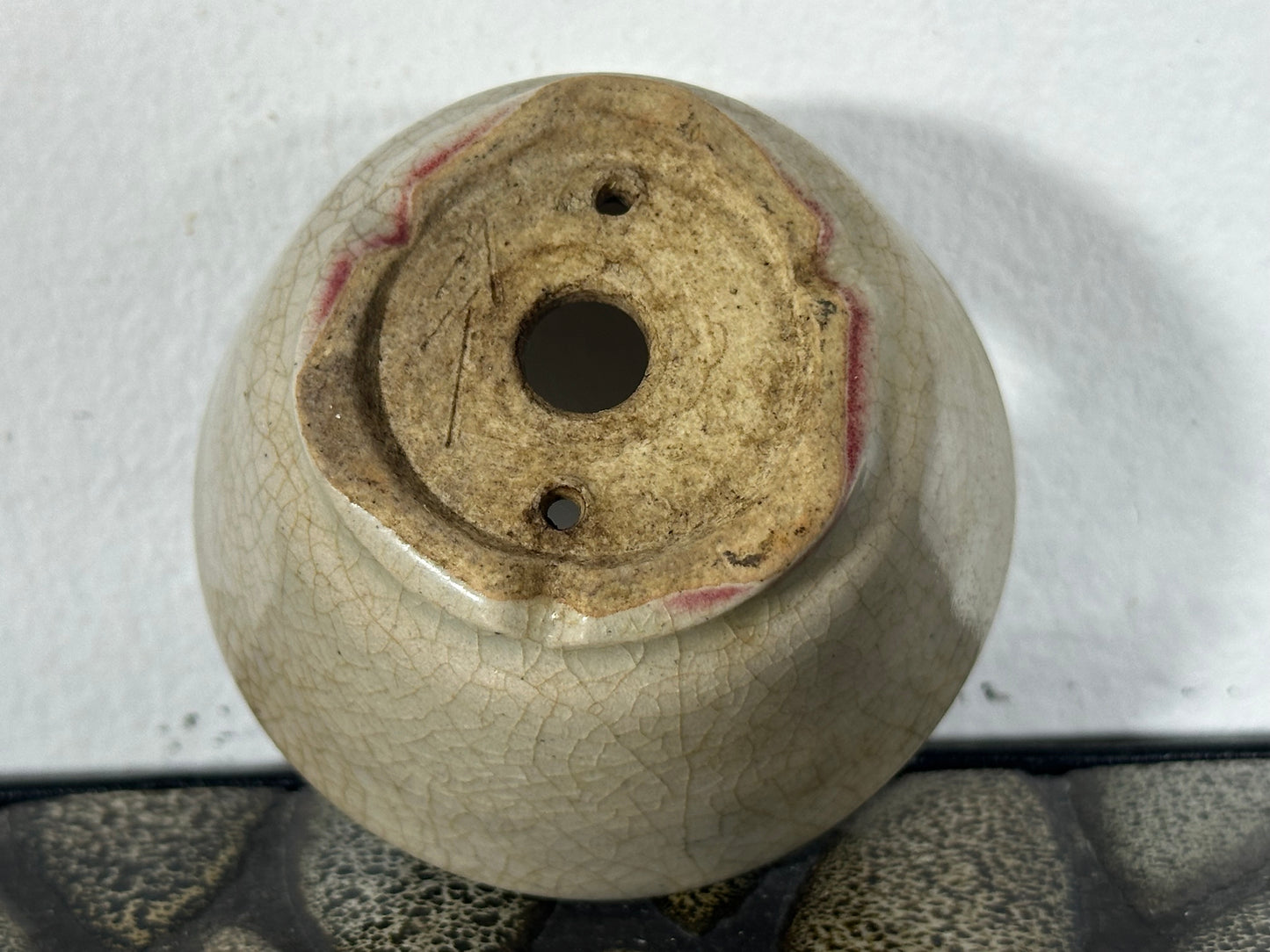 Preowned Japanese Tokoname Glazed Round Bonsai Pot Husou - 2.75” By 1.5”