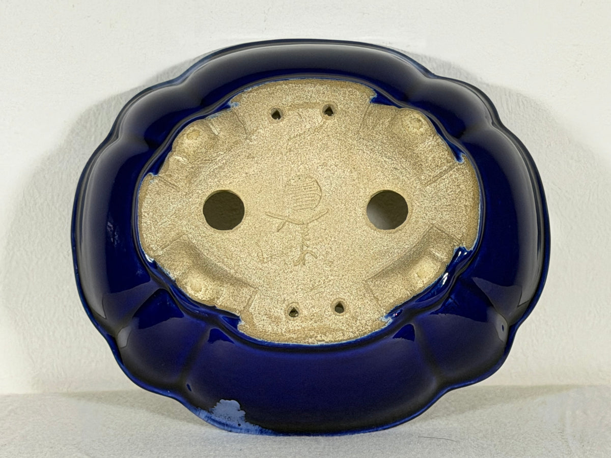 Preowned Japanese Tokoname Glazed Mokko Style Bonsai Pot Satomi - 8” By 7”