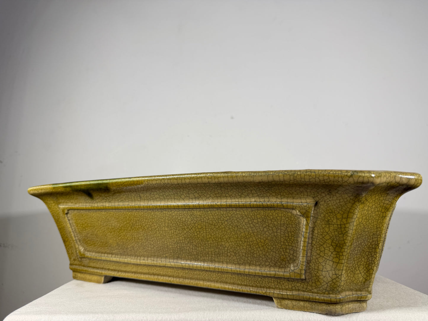 New Japanese Tokoname Glazed Rectangular Bonsai Pot Mazan Terahata - 19” By 15.5”