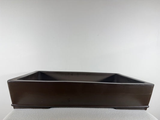 Preowned Japanese Tokoname Unglazed Rectangular Bonsai Pot Seizan - 18.5” By 12”