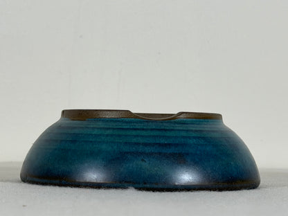 Preowned Japanese Tokoname Glazed Round Bonsai Pot - 5” By 1.5”