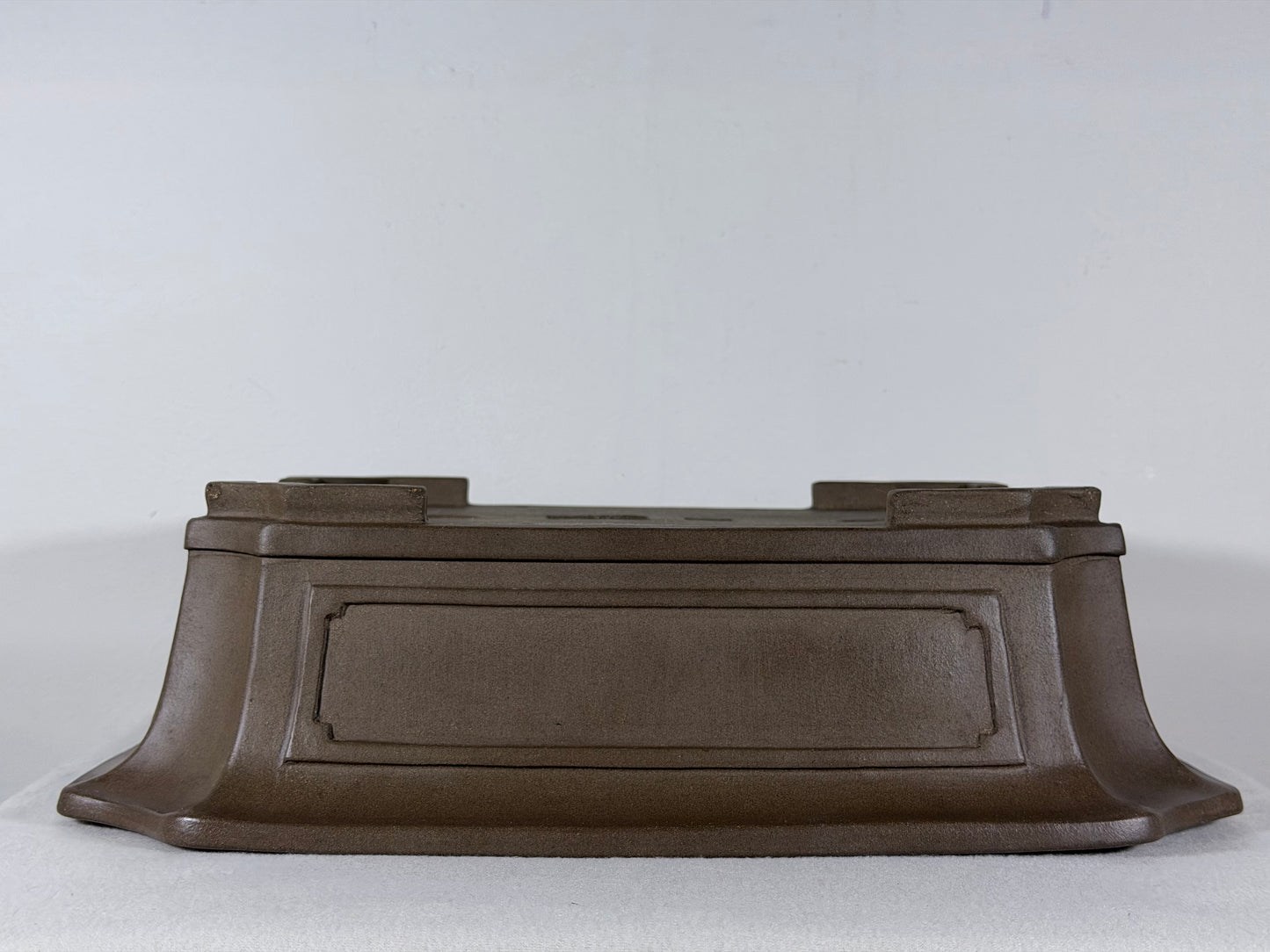 Preowned Japanese Tokoname Unglazed Rectangular Bonsai Pot Yuuji Nakano - 14.25” By 11.5”