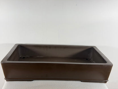 Preowned Japanese Tokoname Unglazed Rectangular Bonsai Pot Seizan - 18.5” By 12”