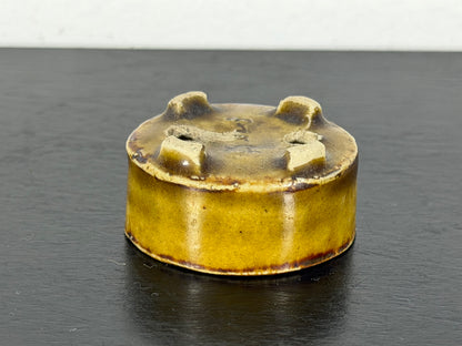 Preowned Vintage Japanese Tokoname Glazed Oval Bonsai Pot Mutou - 1.5” By 1.25”