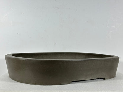 Preowned Japanese Tokoname Unglazed Oval Bonsai Pot Seizan - 14.75” By 11.75”