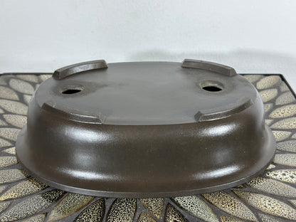Preowned Japanese Tokoname Unglazed Oval Bonsai Pot - 10.75” By 7.75”